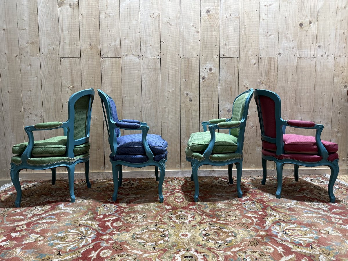Suite de 4 fauteuils cabriolets de style Louis XV-photo-2