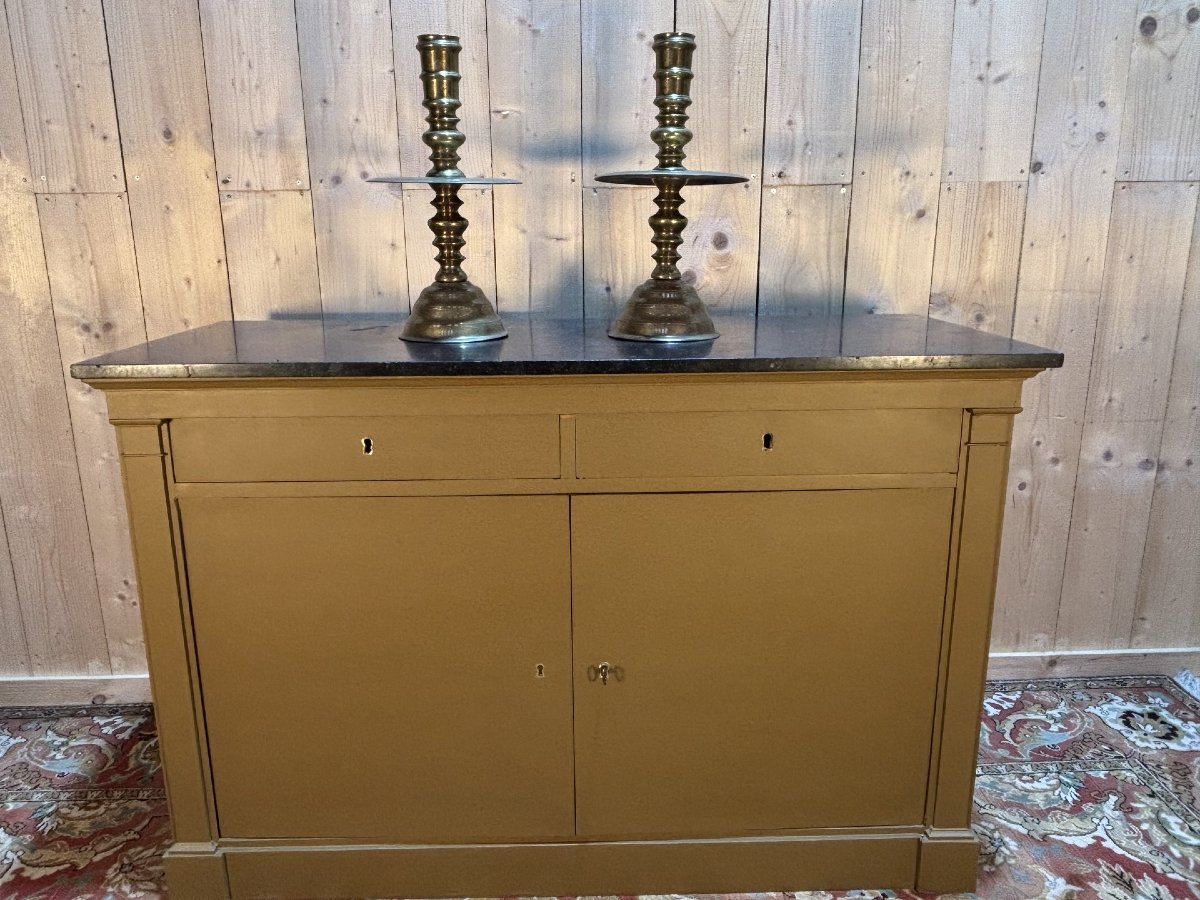 Pair Of Large Brass Candle Holders-photo-2