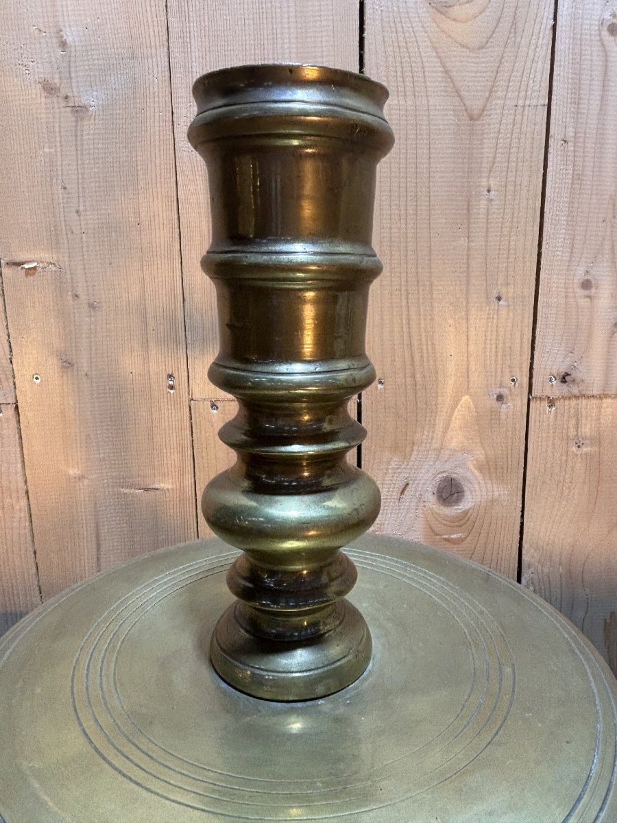 Pair Of Large Brass Candle Holders-photo-1