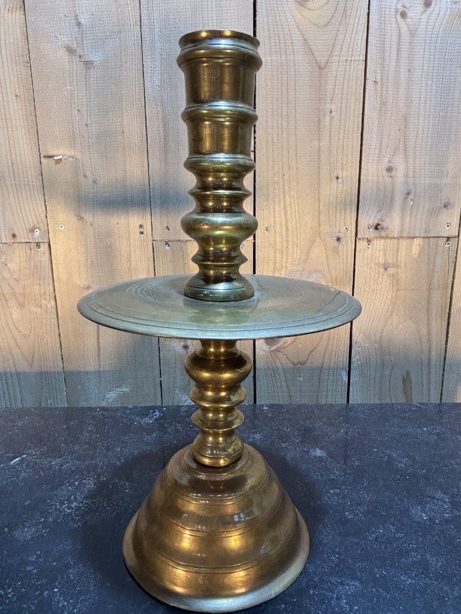 Pair Of Large Brass Candle Holders-photo-4
