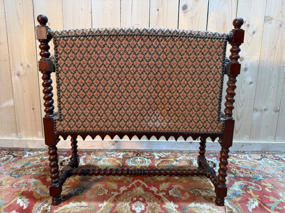 Petit banc d'office en acajou de style Louis XIII-photo-2