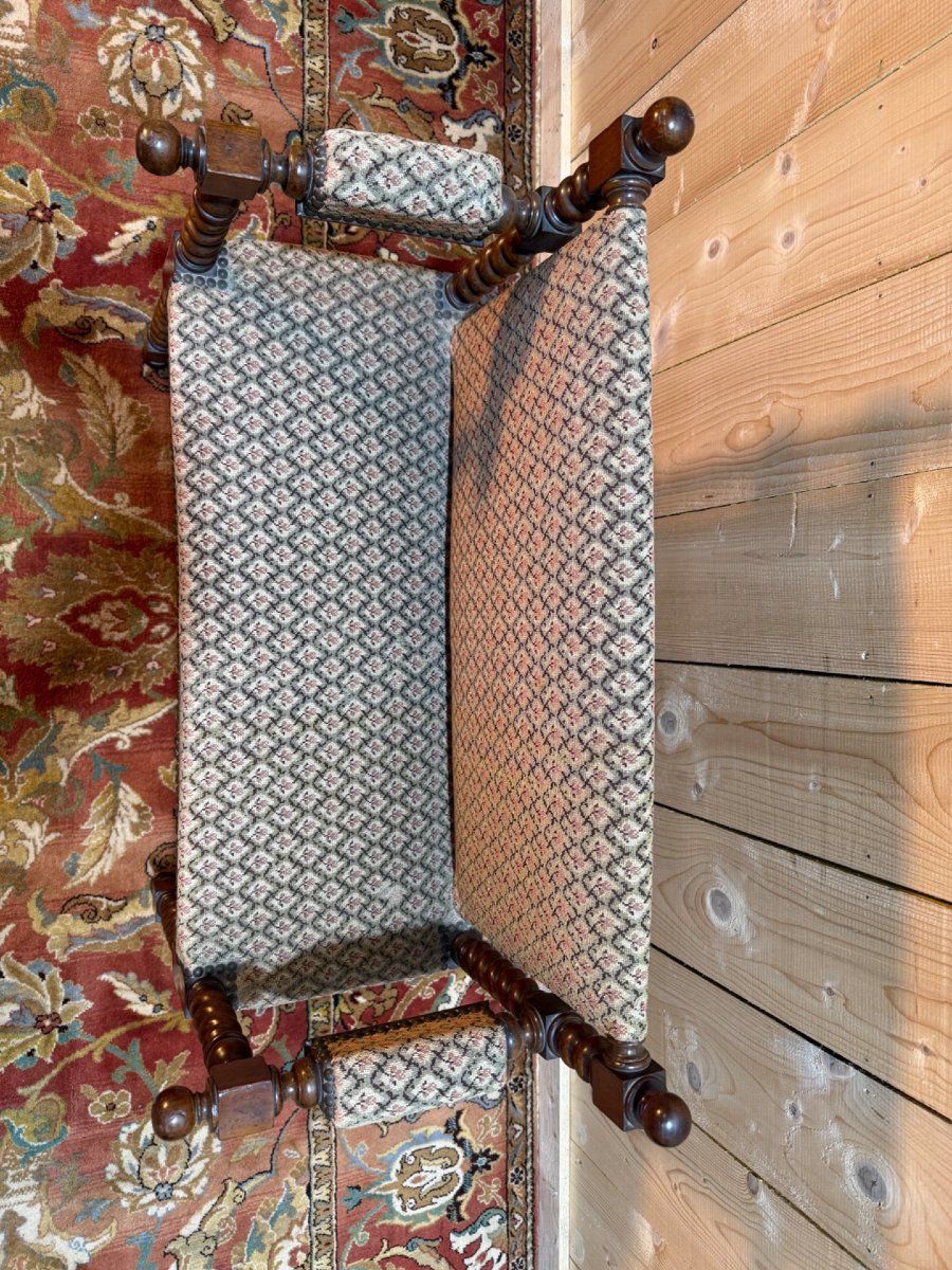 Petit banc d'office en acajou de style Louis XIII-photo-4