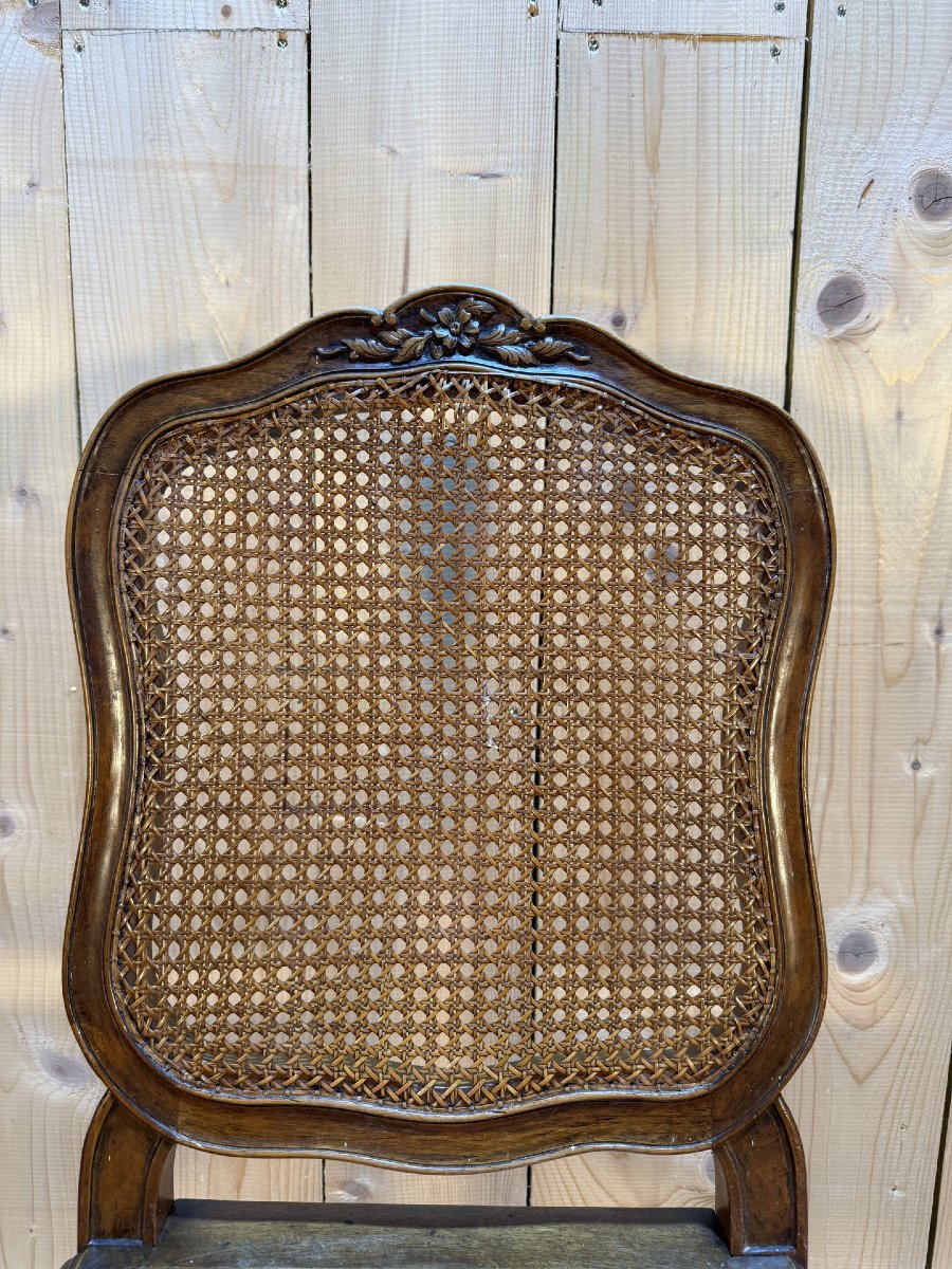 Set Of 10 Louis XV Style Chairs In Walnut And Caning-photo-5