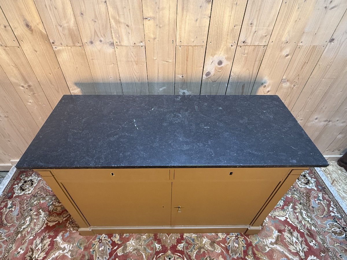 Louis Philippe Style Sideboard In Painted Wood And Black Marble-photo-2