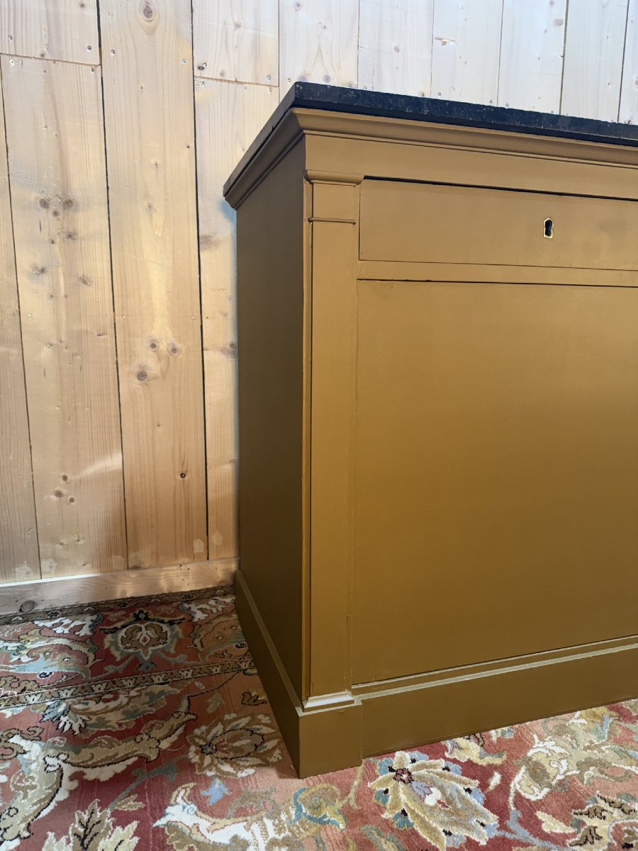 Louis Philippe Style Sideboard In Painted Wood And Black Marble-photo-3