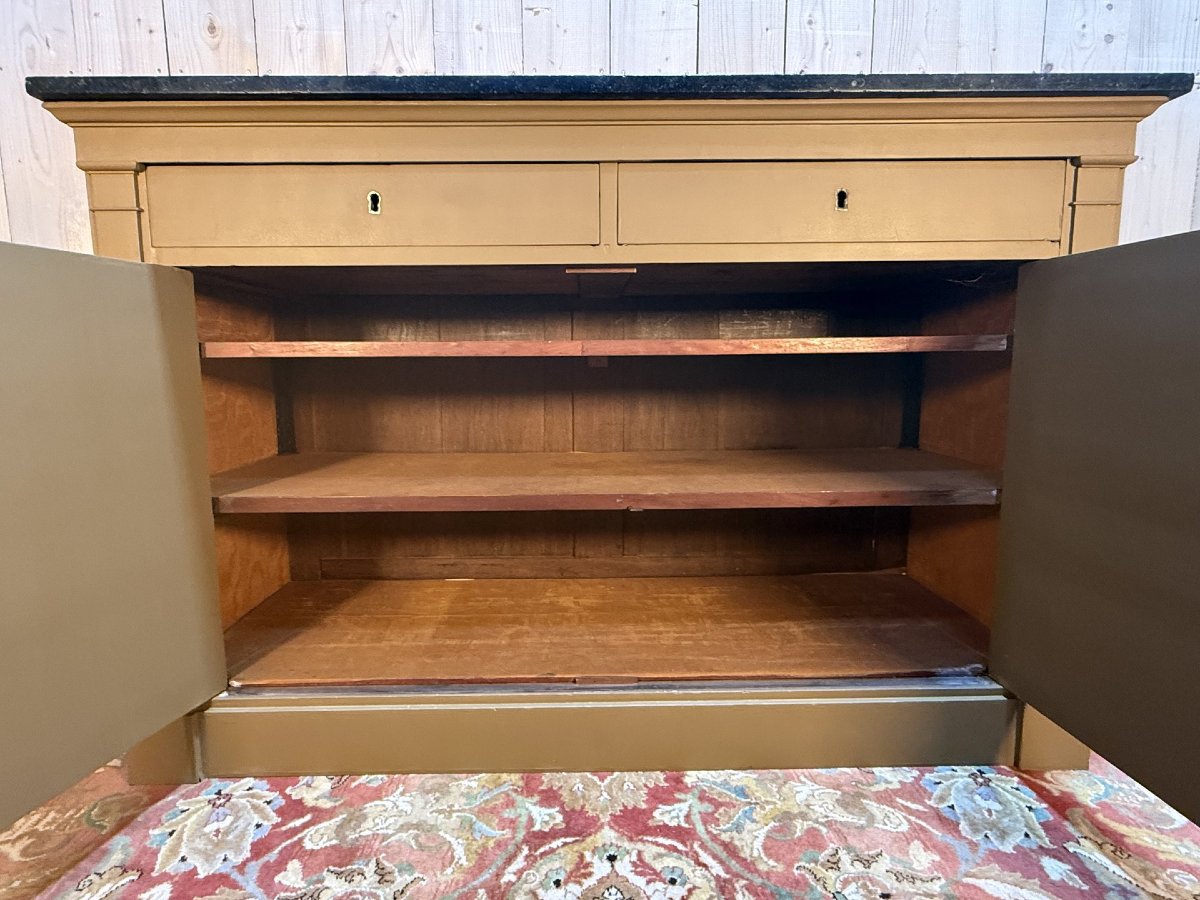 Louis Philippe Style Sideboard In Painted Wood And Black Marble-photo-3