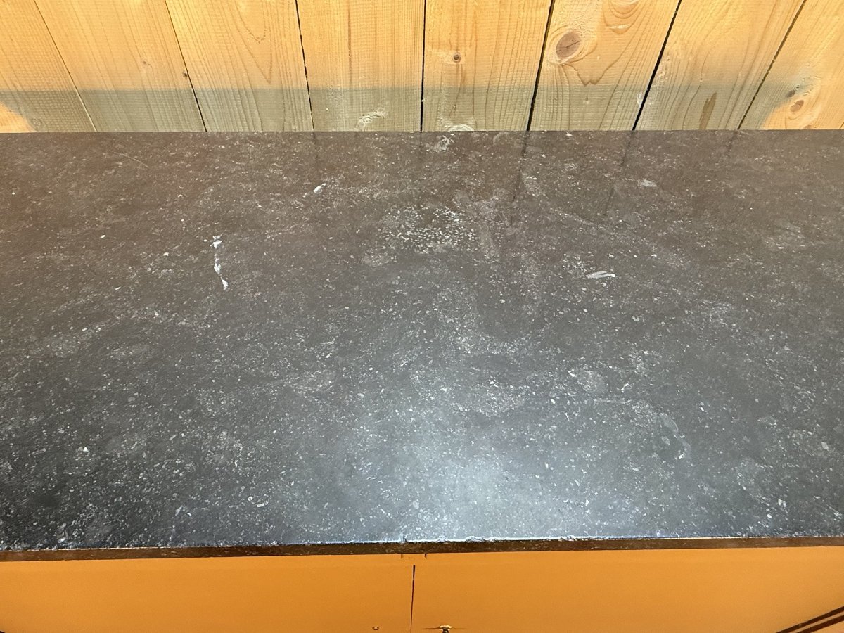 Louis Philippe Style Sideboard In Painted Wood And Black Marble-photo-4