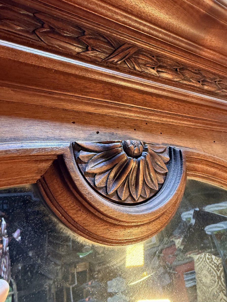 Large Art Deco Walnut Mirror-photo-2