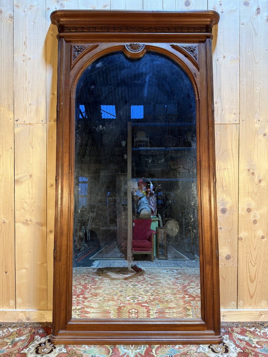 Large Art Deco Walnut Mirror