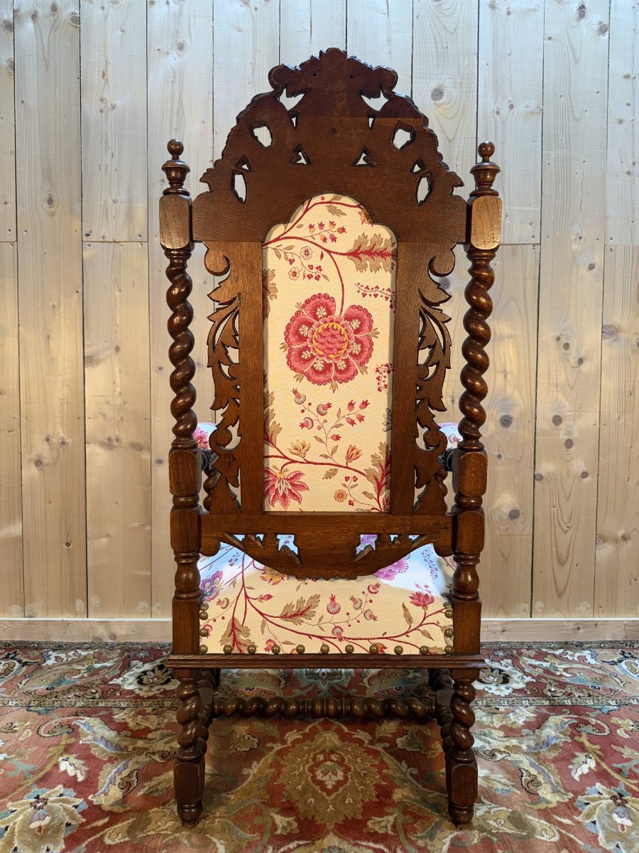 High Period Style Carved Walnut Armchair-photo-2