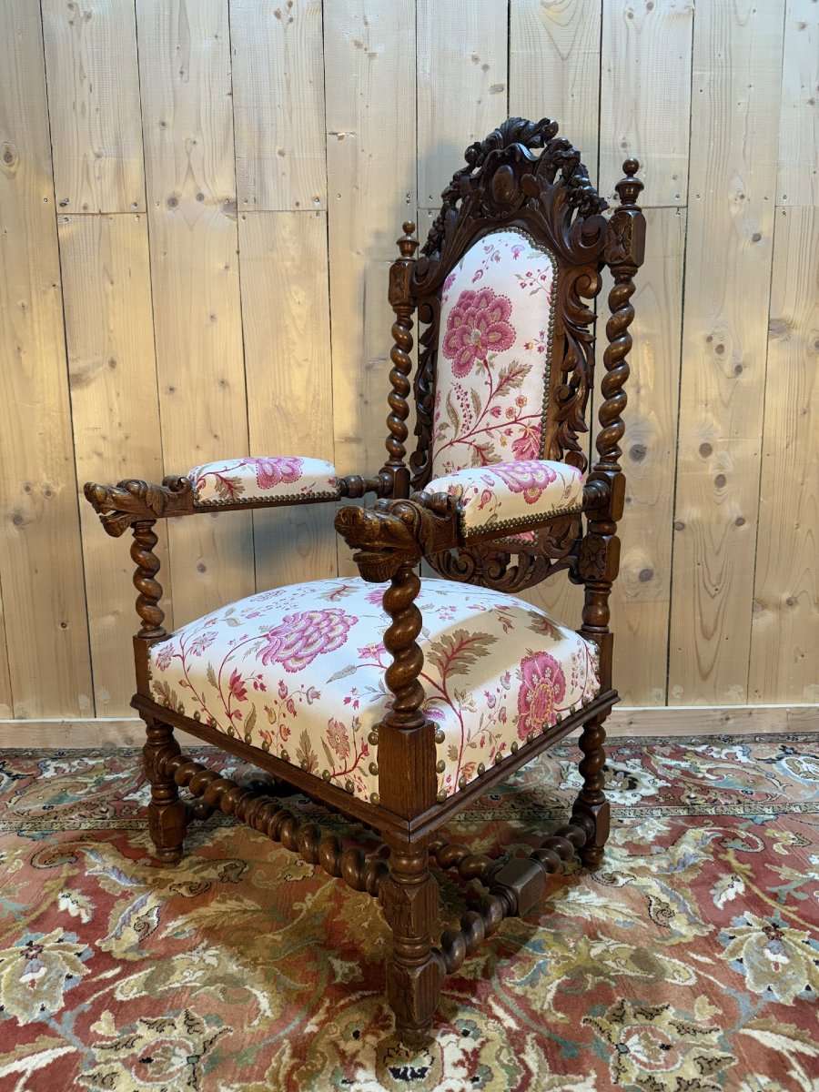 High Period Style Carved Walnut Armchair-photo-4