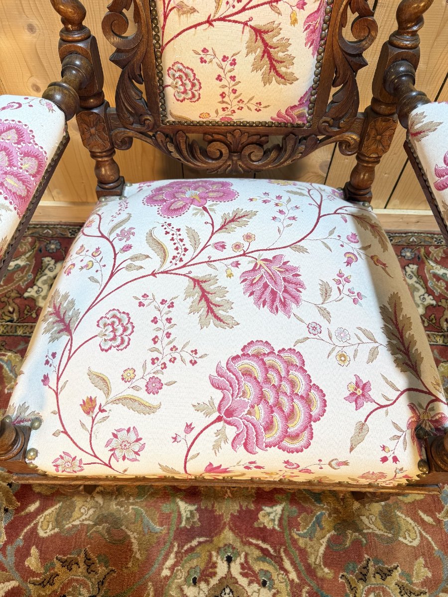 High Period Style Carved Walnut Armchair-photo-5