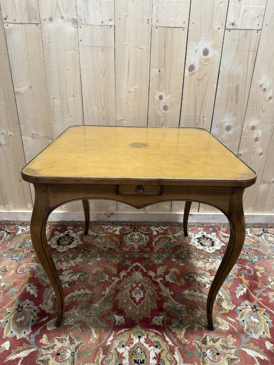 Louis XV Style Leather Games Table