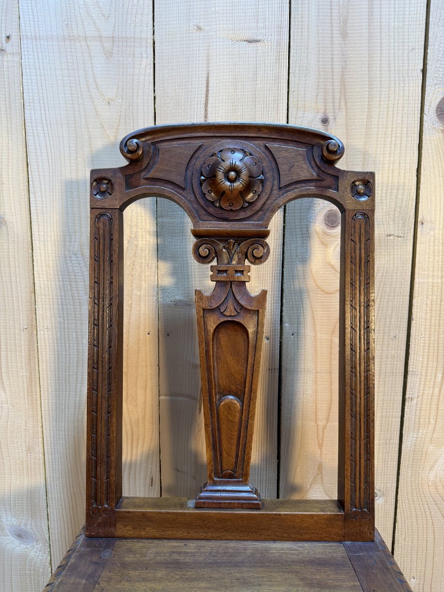 Set Of 8 Neo-renaissance Walnut Chairs-photo-5