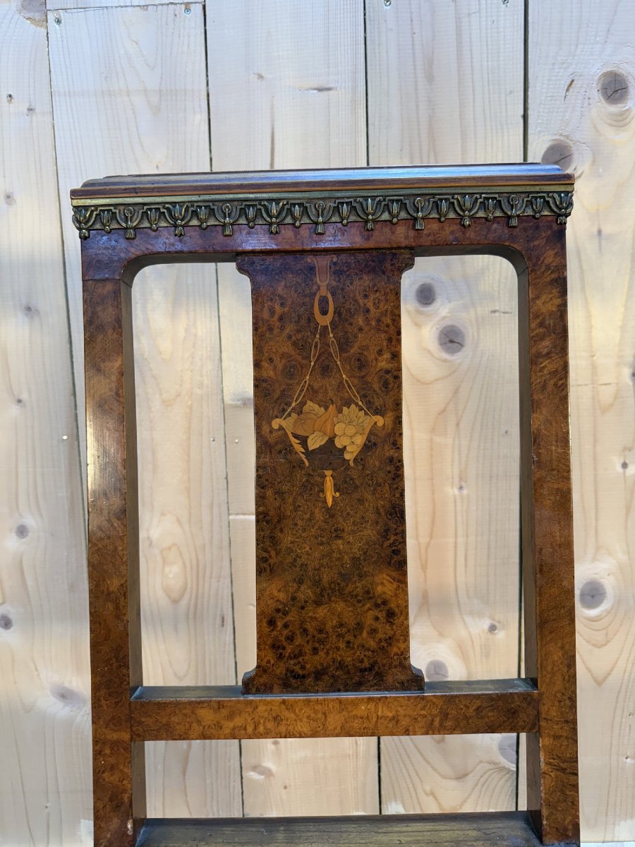 Suite de 6 chaises époque Art Déco en marqueterie et cannage-photo-5