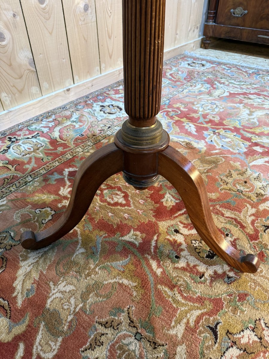 Tripod Pedestal Table With Carved Top-photo-1