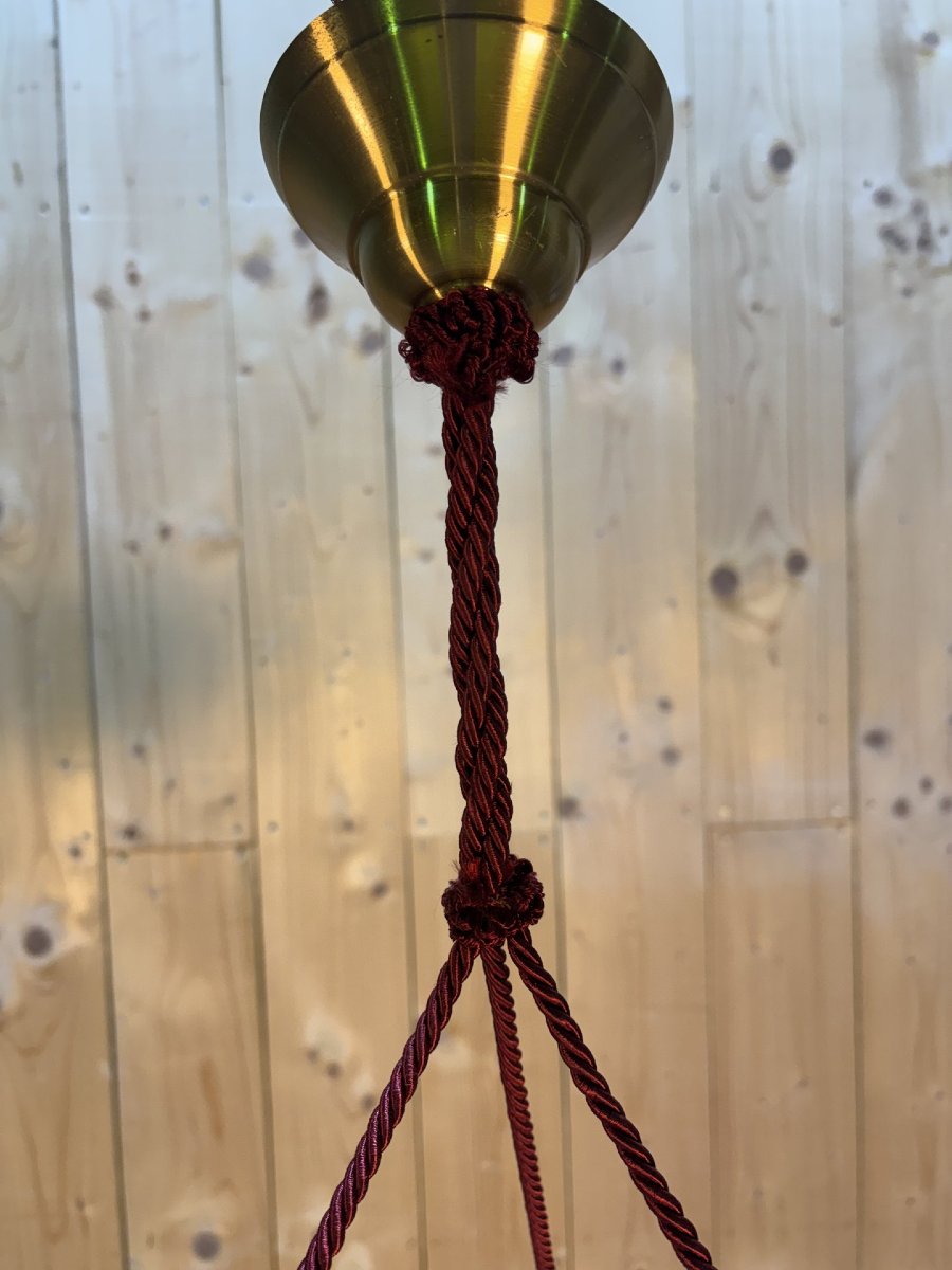 Plafonnier Sonover Art déco en verre pressé, suspendu par cordage – vers 1930-photo-3