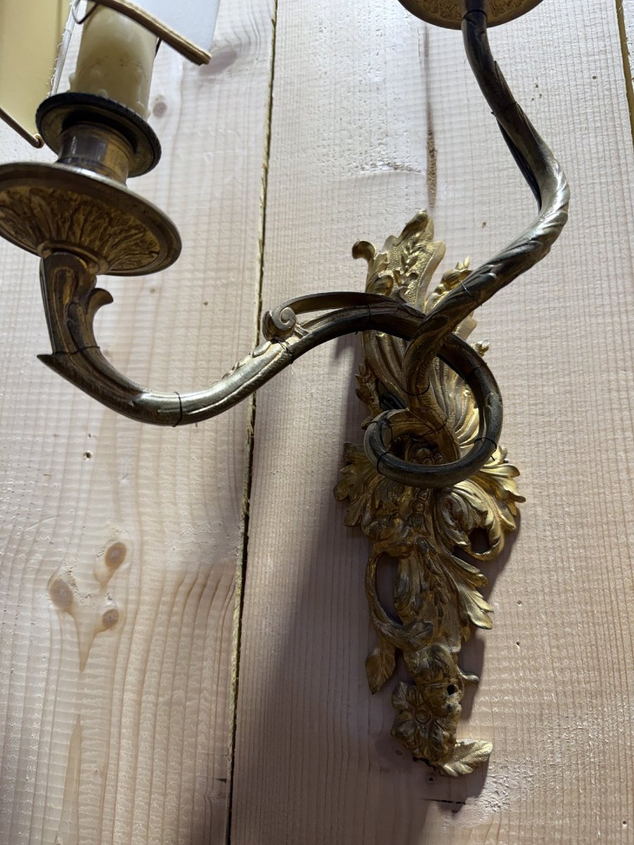 Pair Of Louis XV Style - Rococo Bronze Wall Sconces-photo-2