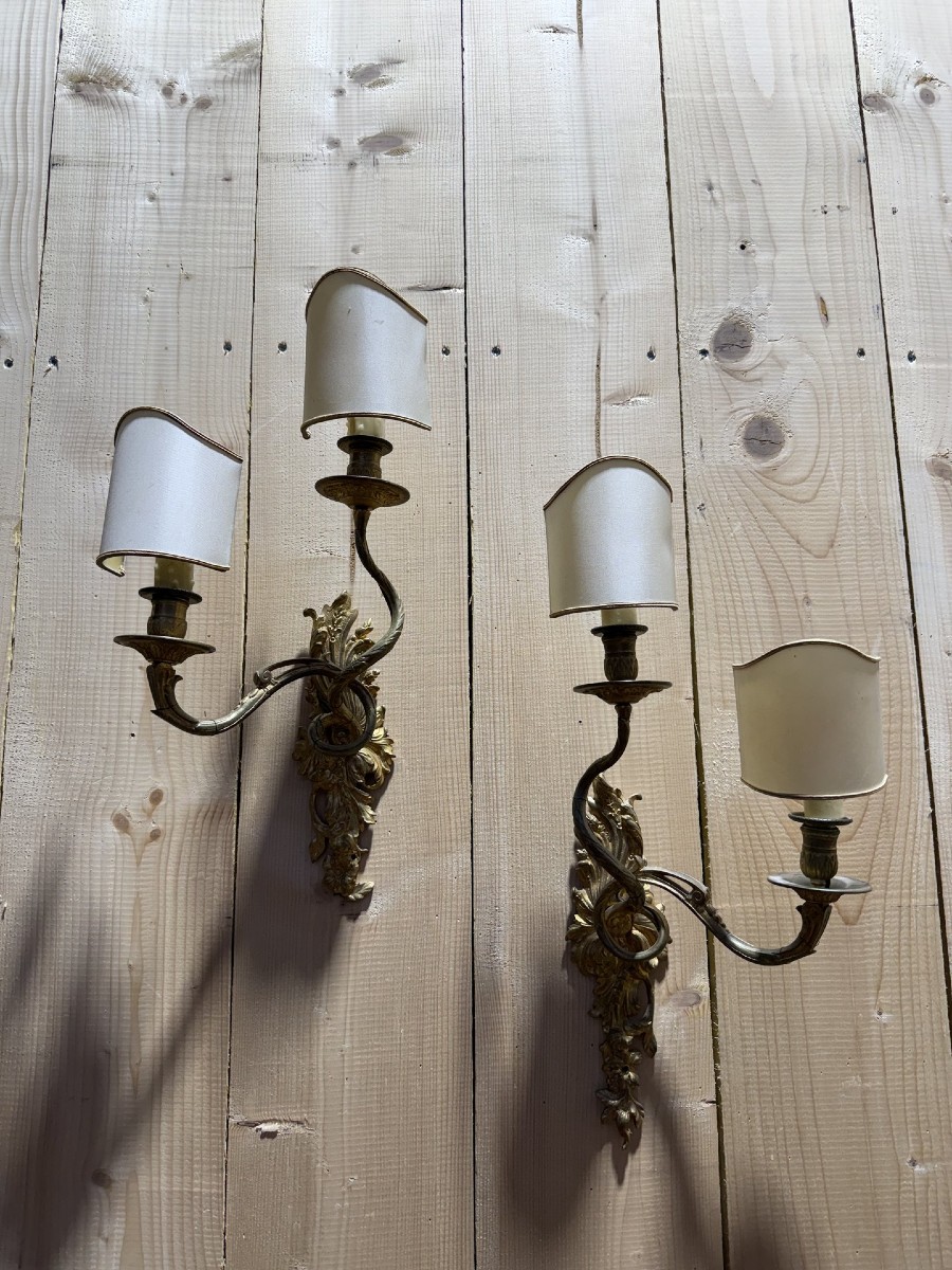 Pair Of Louis XV Style - Rococo Bronze Wall Sconces