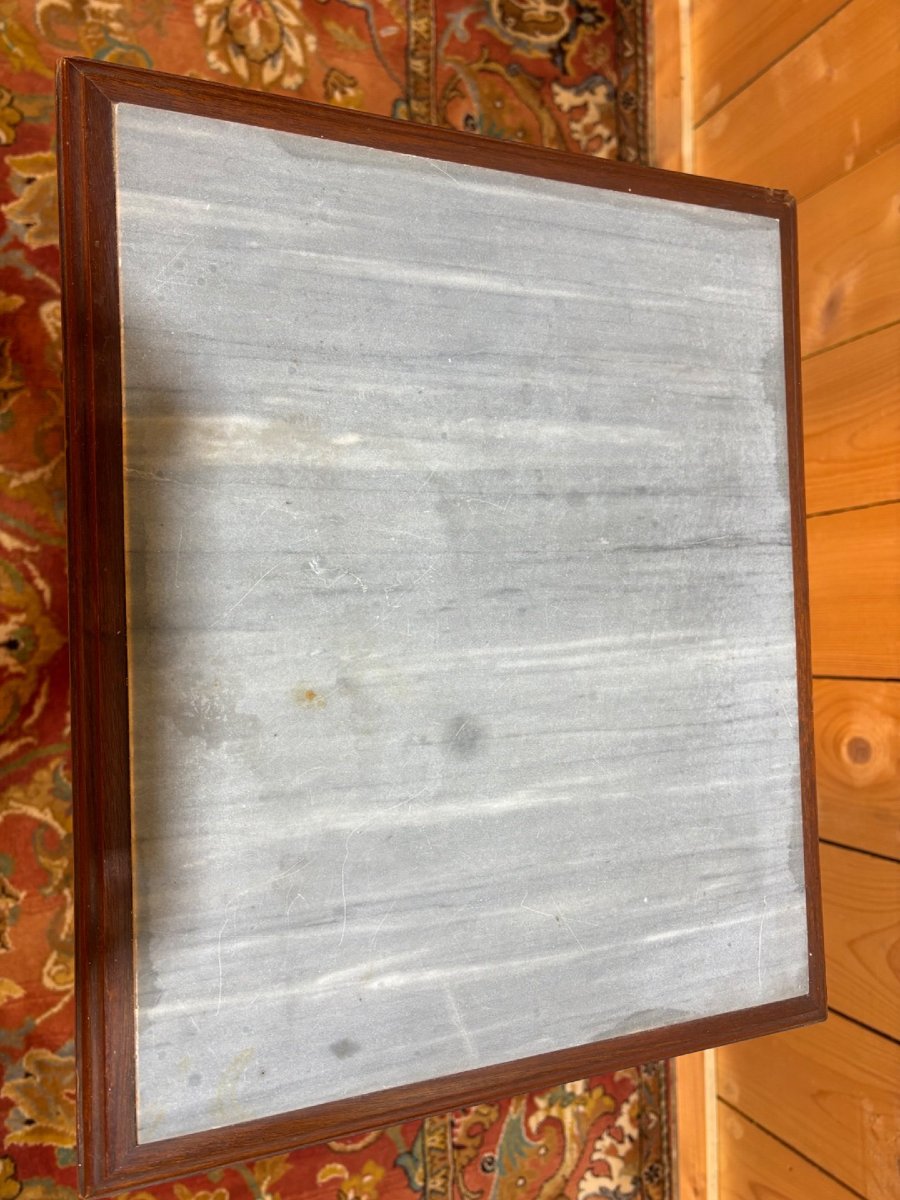 Elegant Antique Louis XVI Style Bedside Table, In Mahogany And Mahogany Veneer,-photo-5