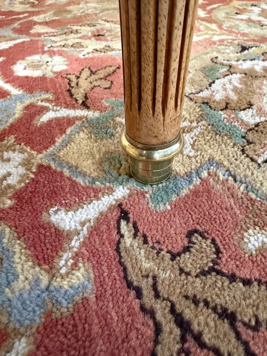 Table à manger ronde de style Louis XVI plateau cuir -photo-1