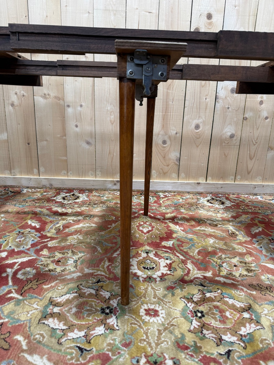 Table à manger ronde de style Louis XVI plateau cuir -photo-3