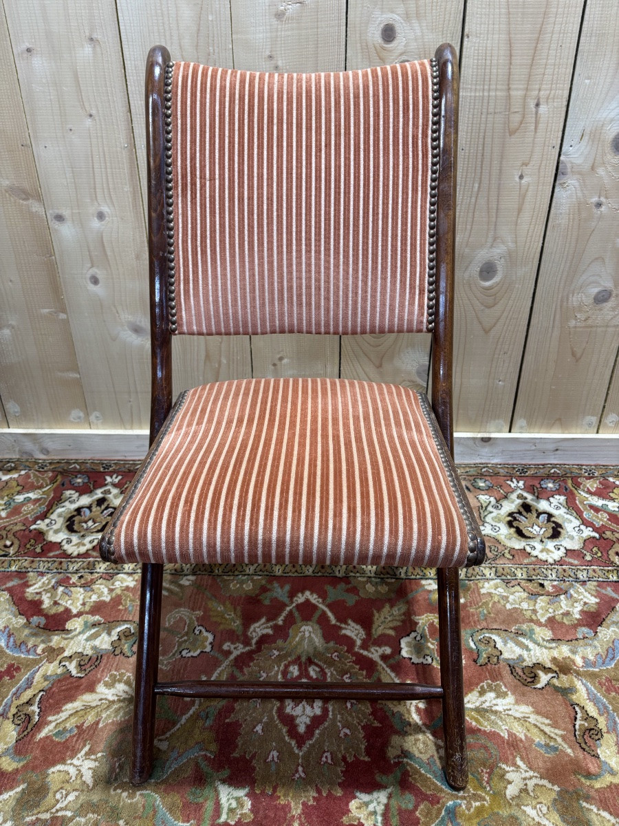 Set Of 6 Folding Mahogany Chairs-photo-4