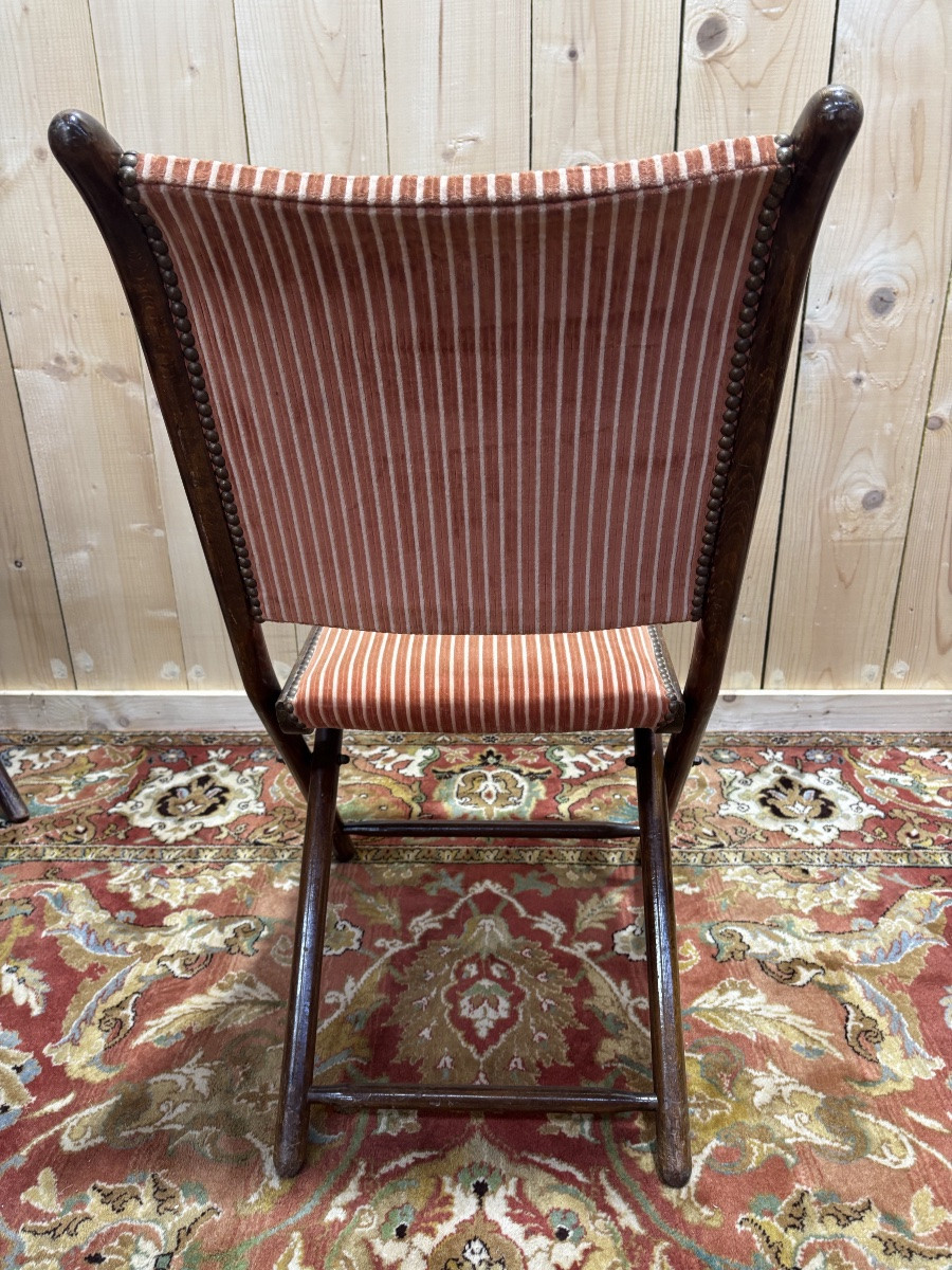 Set Of 6 Folding Mahogany Chairs-photo-3