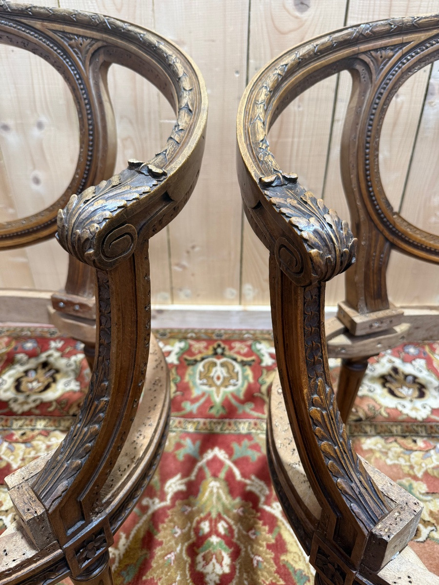 Paire de fauteuils "Marquise" de style Louis XVI-photo-4