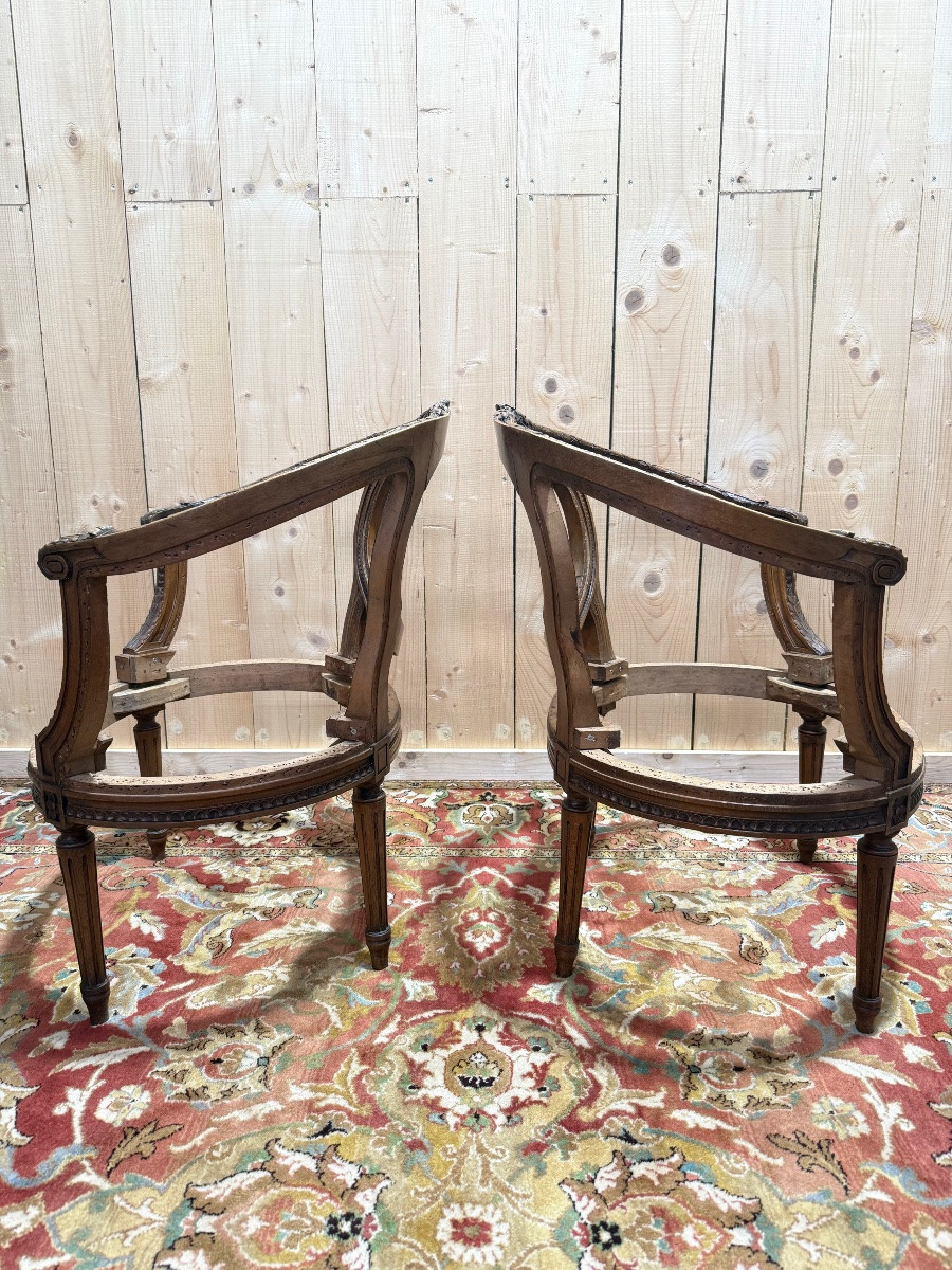 Paire de fauteuils "Marquise" de style Louis XVI-photo-2