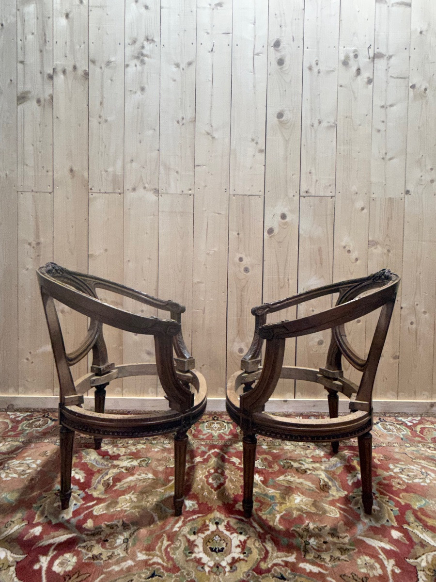 Paire de fauteuils "Marquise" de style Louis XVI-photo-3