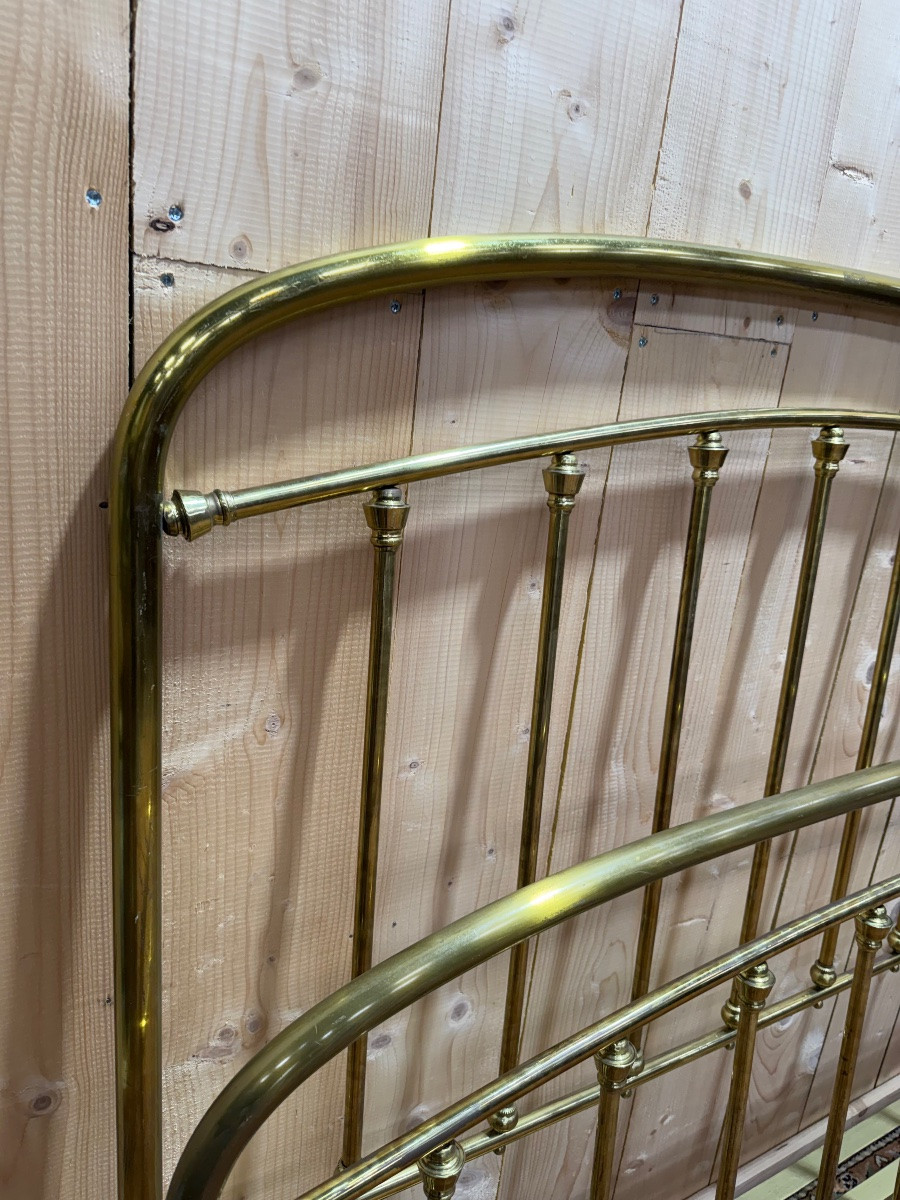 Lit à barreaux en laiton massif 1900-photo-1