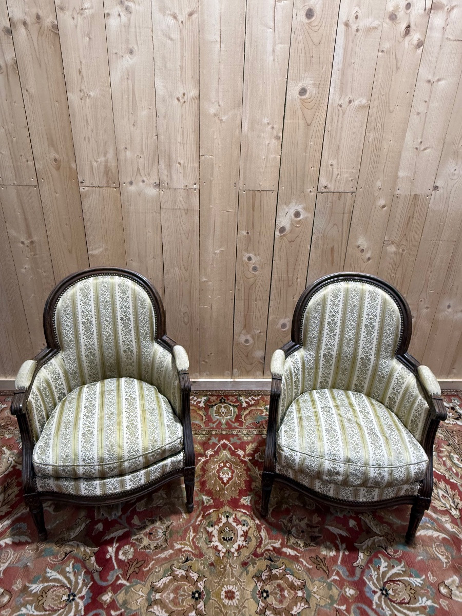 Pair Of Louis XVI Style Bergère Armchairs -photo-2