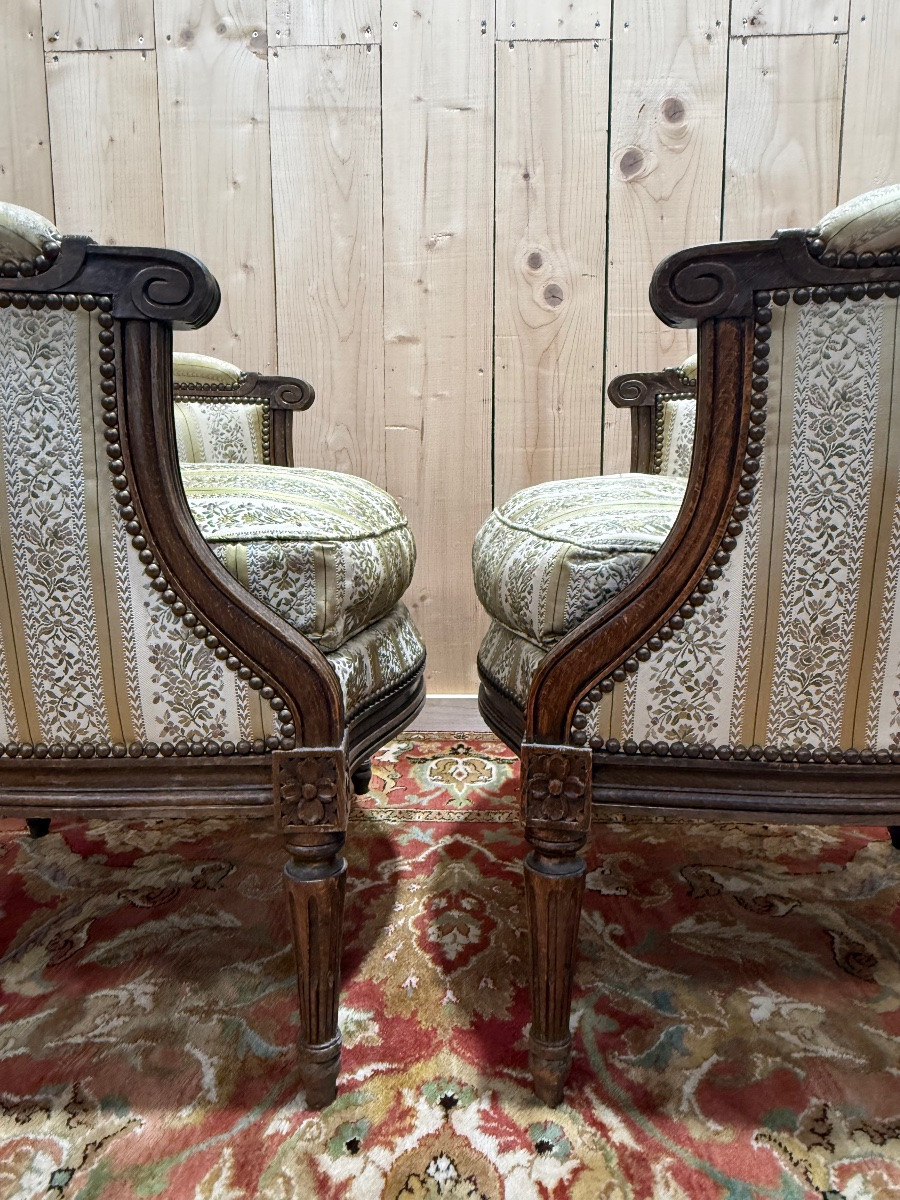 Pair Of Louis XVI Style Bergère Armchairs -photo-4