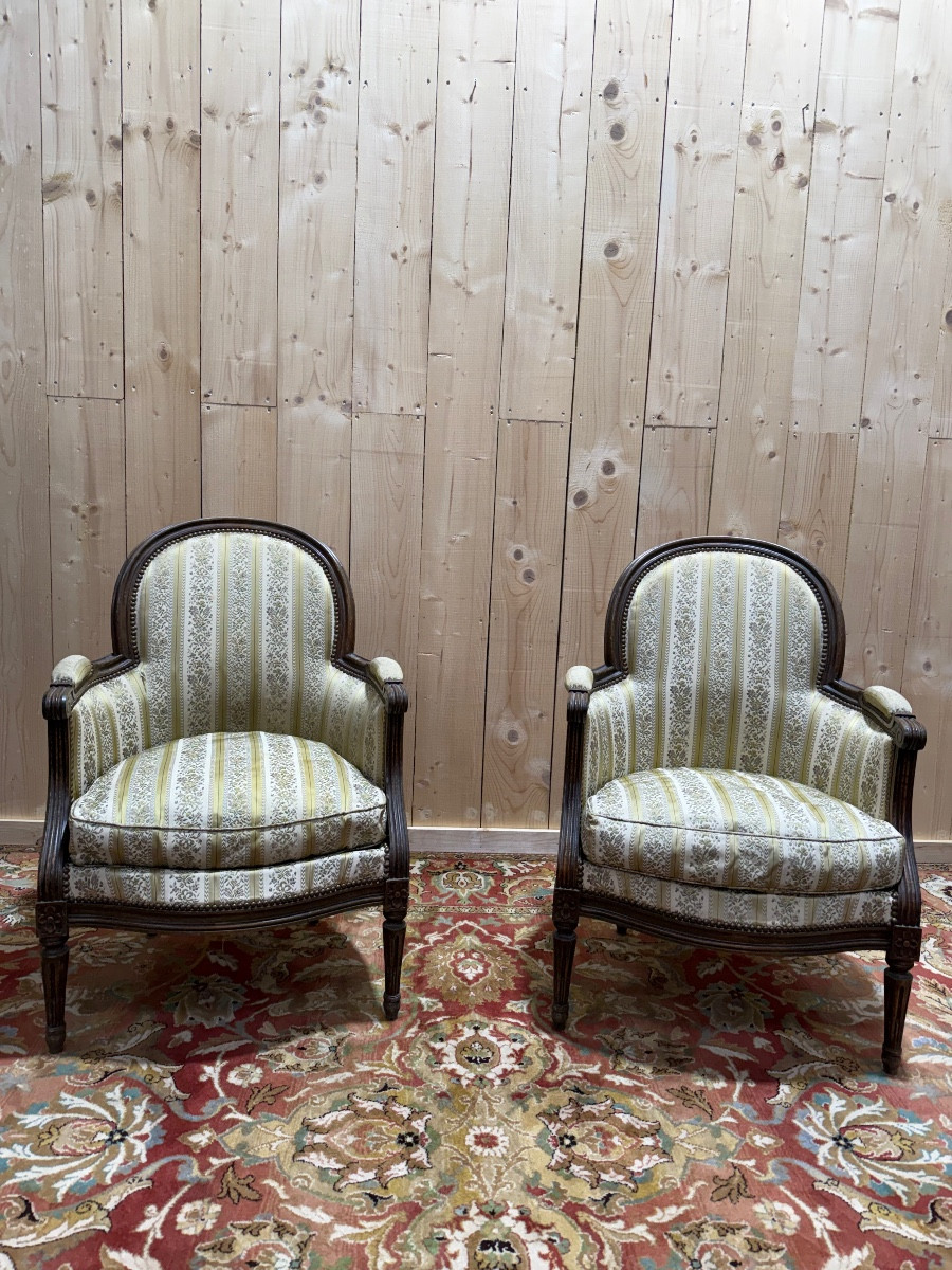 Pair Of Louis XVI Style Bergère Armchairs 