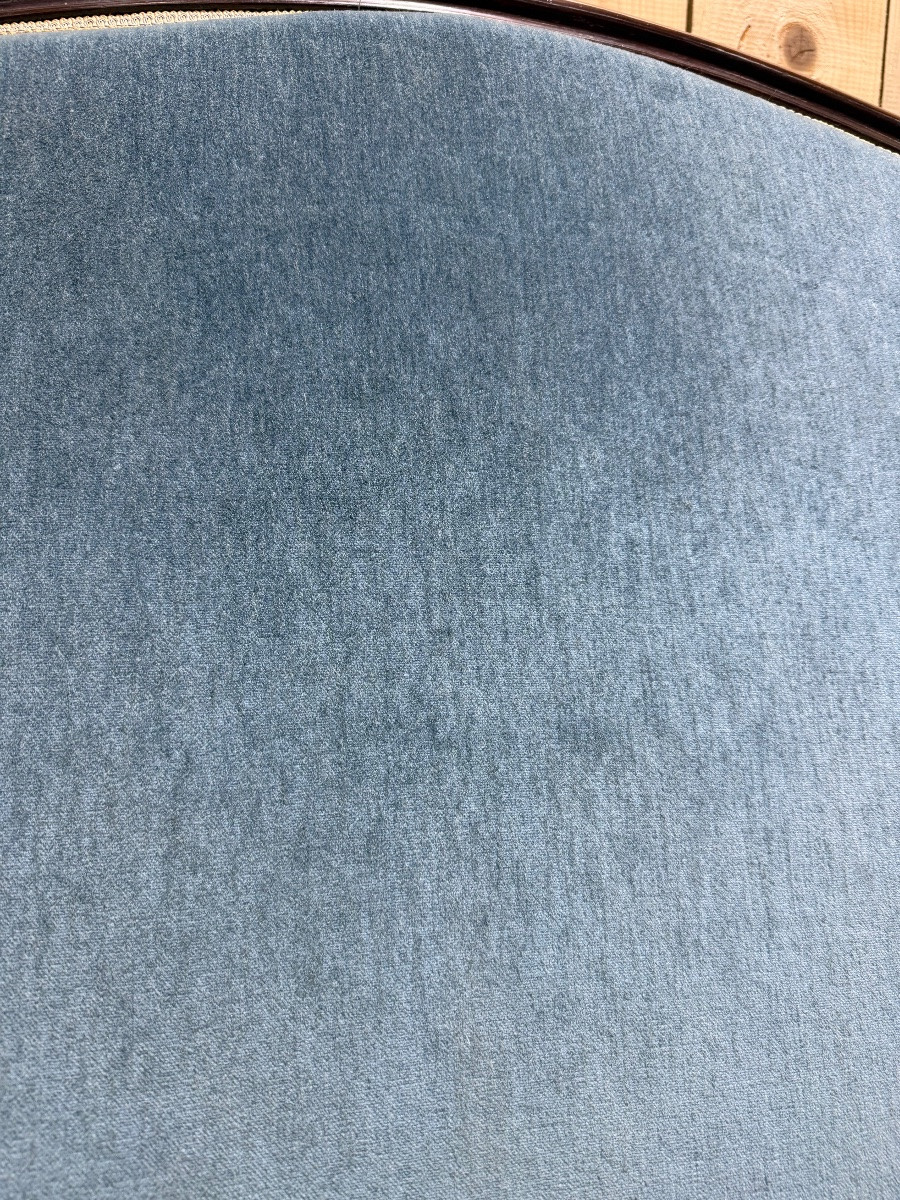 Canapé - Banquette d'époque Louis Philippe velours bleu -photo-3