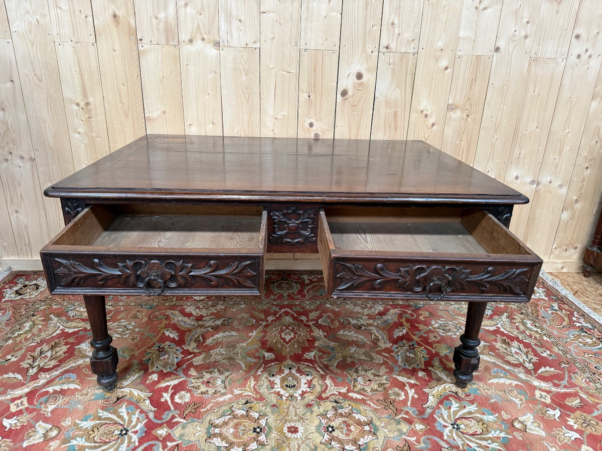 Grande table de milieu de style Louis XIII en sapin -photo-3