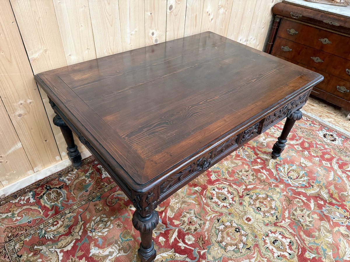 Grande table de milieu de style Louis XIII en sapin -photo-2