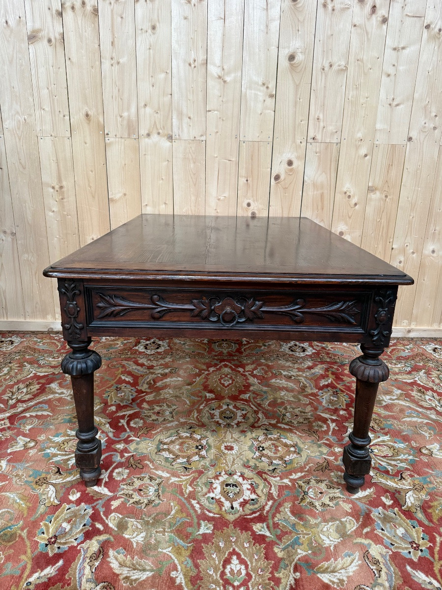 Grande table de milieu de style Louis XIII en sapin -photo-3