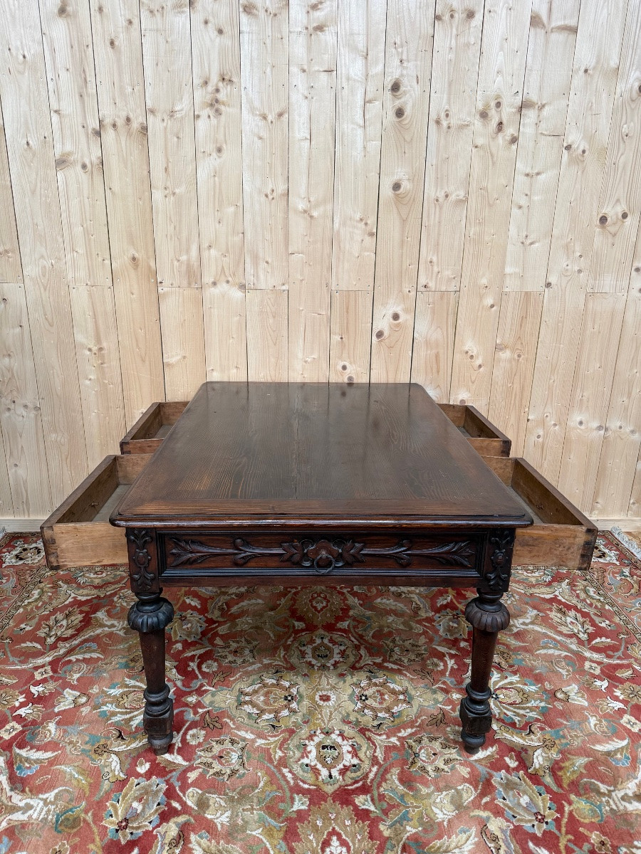 Grande table de milieu de style Louis XIII en sapin -photo-4