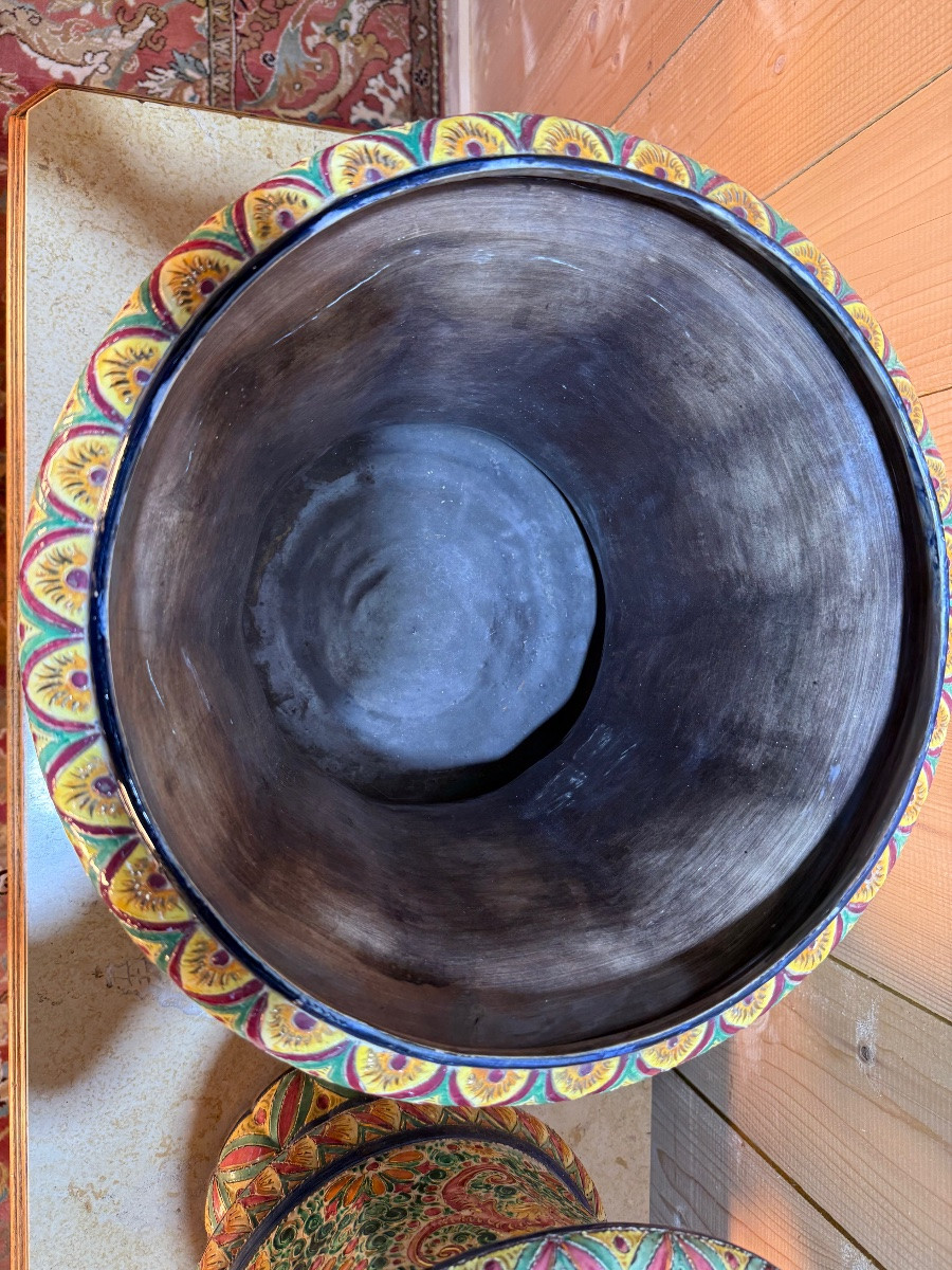 Paire de cache-pots  en faïence de Desvres  Masse  Frère-photo-1