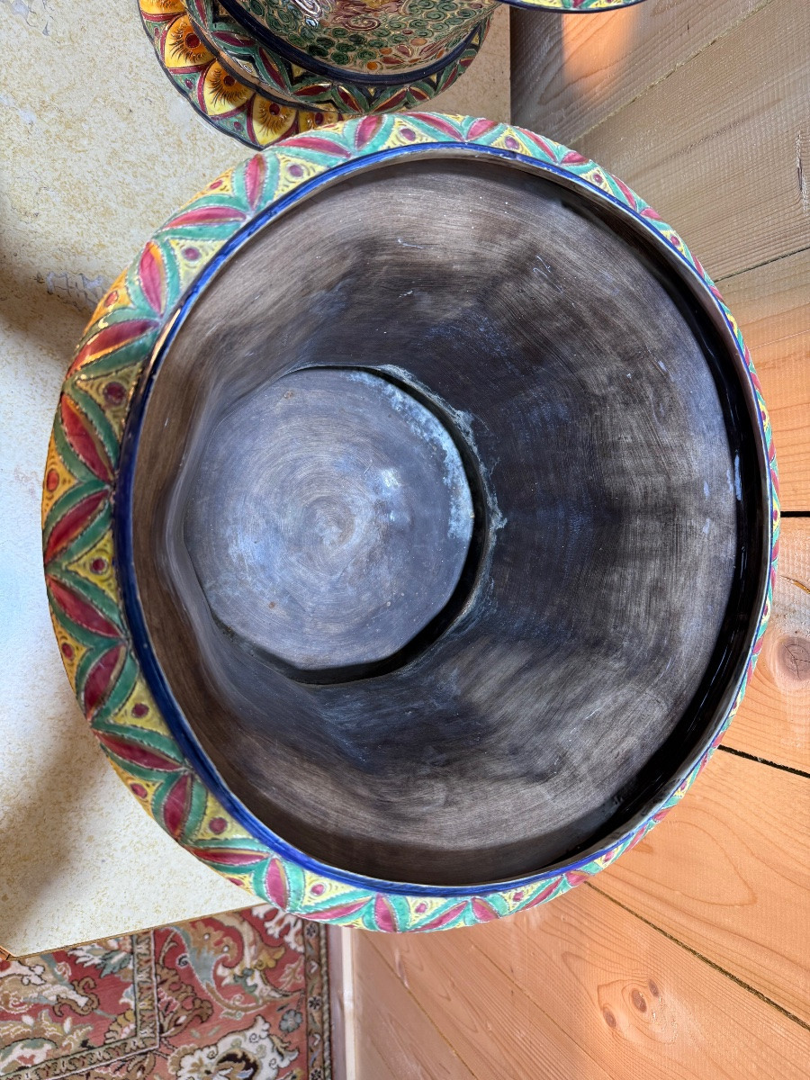 Paire de cache-pots  en faïence de Desvres  Masse  Frère-photo-2