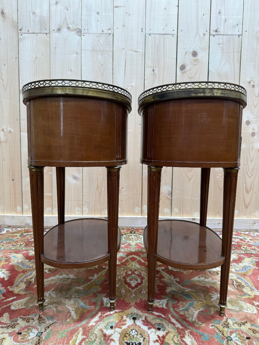 Pair Of Oval Louis XVI Style Bedside Tables -photo-4