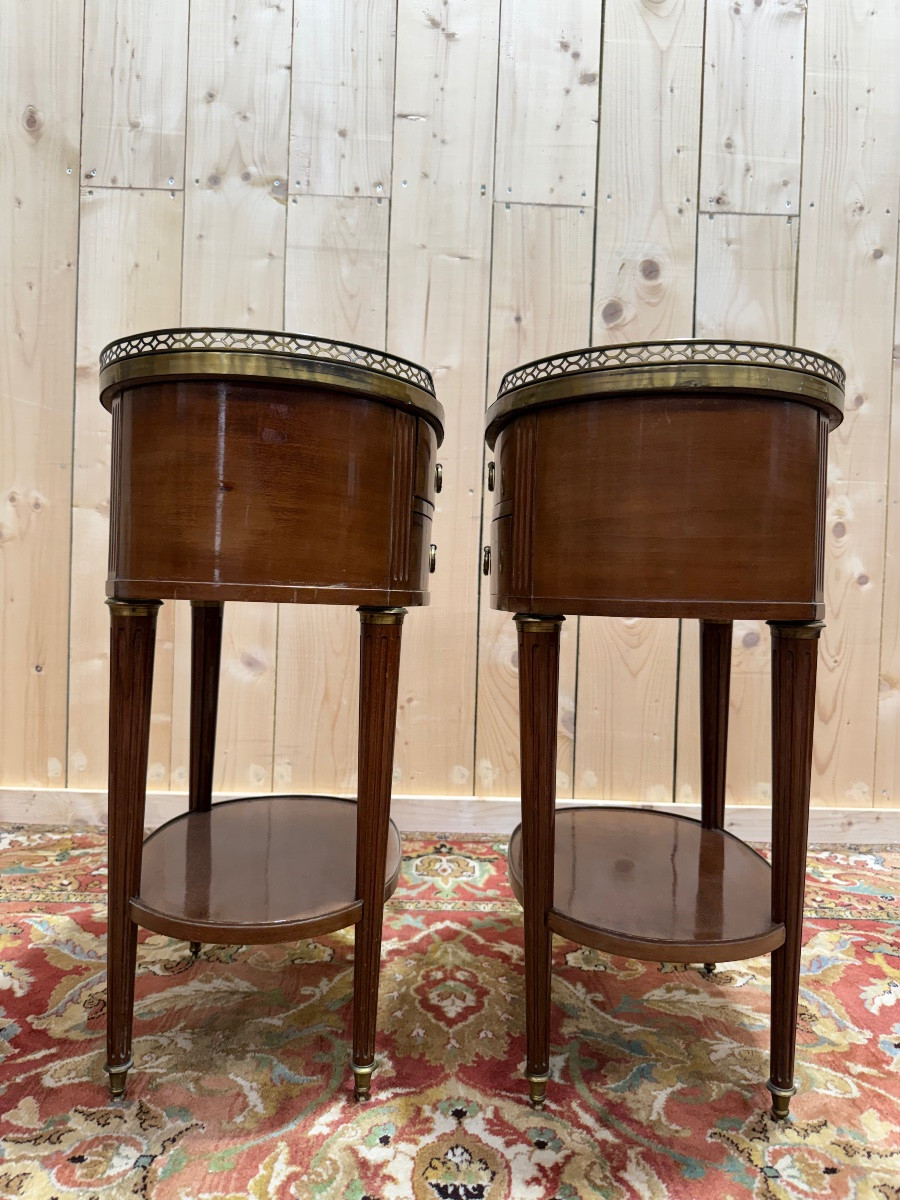 Pair Of Oval Louis XVI Style Bedside Tables -photo-2