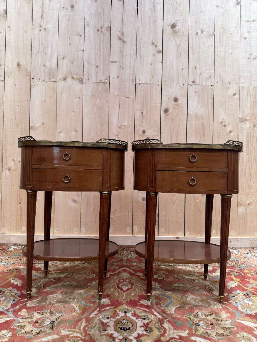 Pair Of Oval Louis XVI Style Bedside Tables 