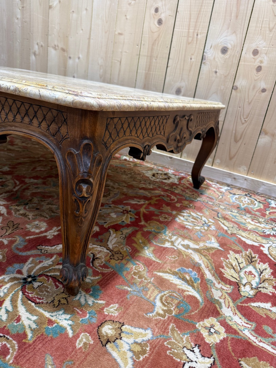 Table basse de style Louis XV avec marbre -photo-1