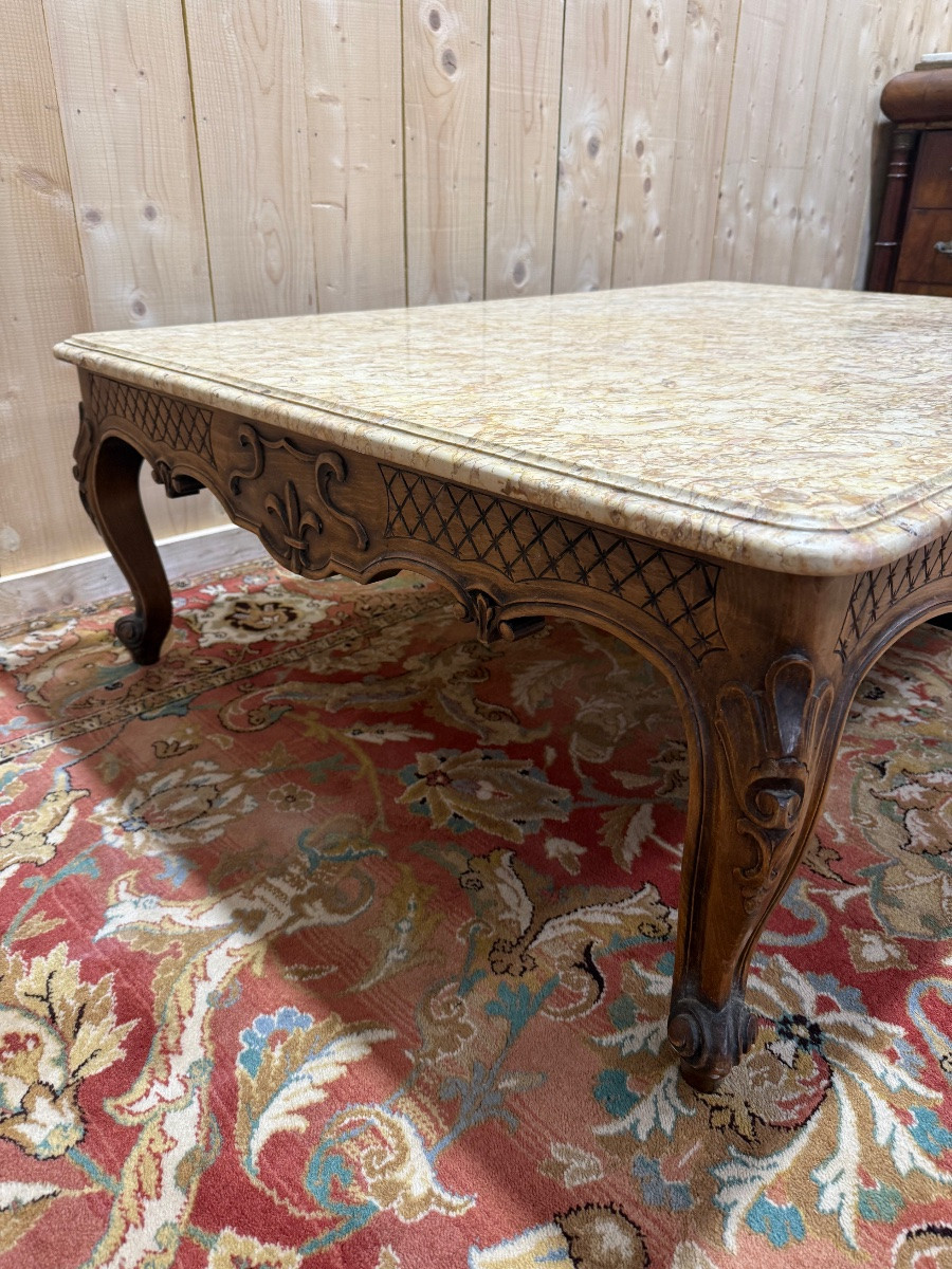 Table basse de style Louis XV avec marbre -photo-3