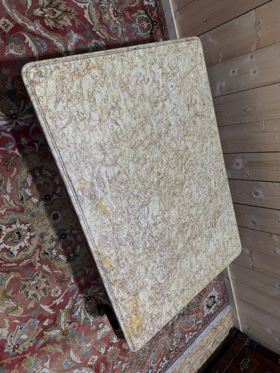 Table basse de style Louis XV avec marbre -photo-4