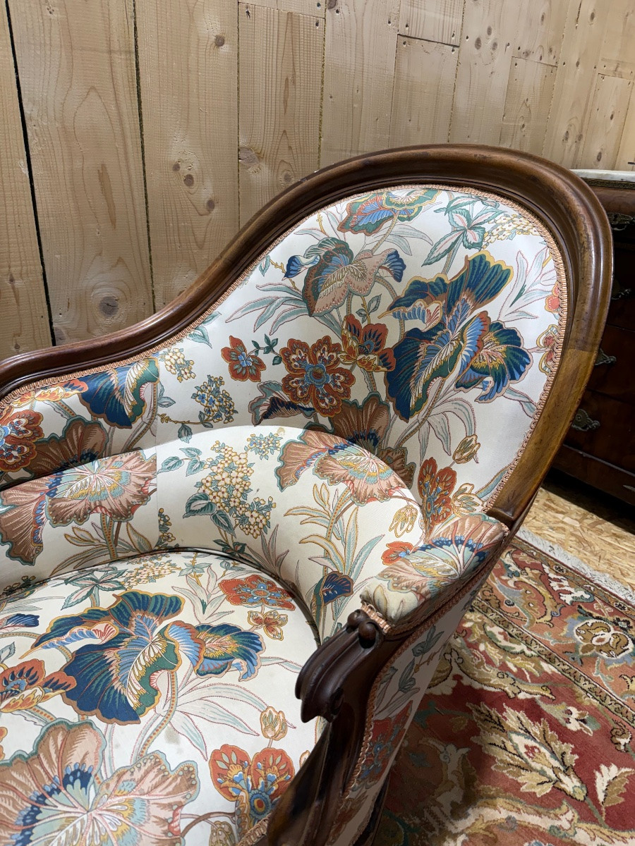 Louis Philippe Period Chaise Longue In Carved Walnut -photo-2