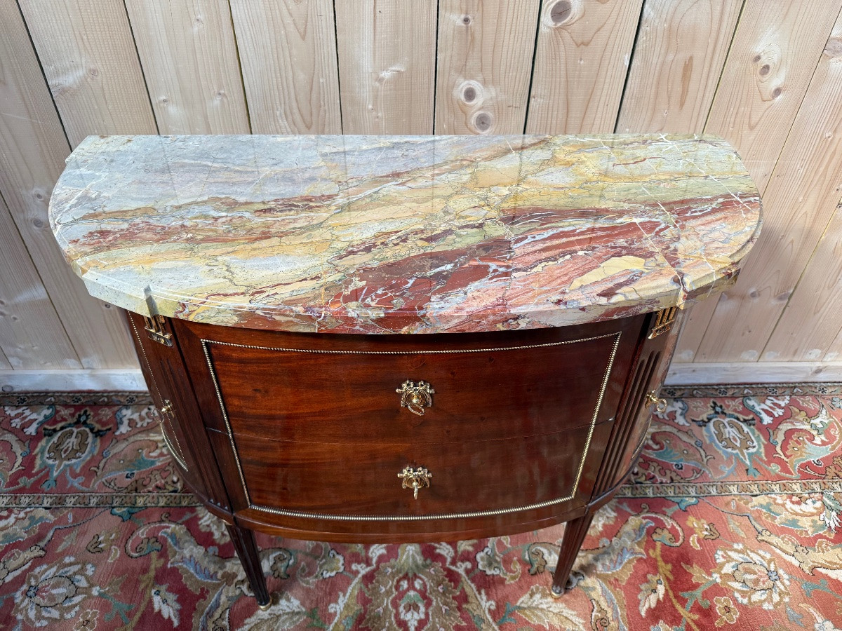 Louis XVI Style Mahogany Half-moon Commode -photo-2